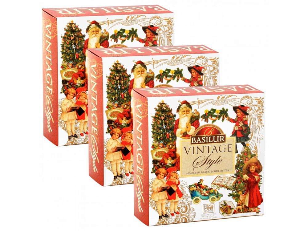 Basilur BASILUR Vintage Style Assorted - Zmes ovocných čajov v sáčkoch, vianočný čaj x3